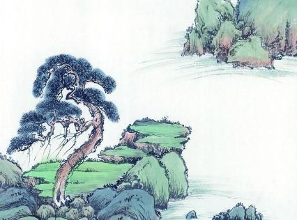 高山松树中国画图片